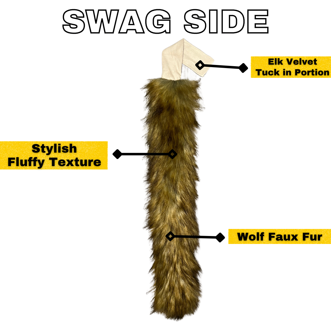 BROWN WOLF - FAUX FUR STREAMER TOWEL